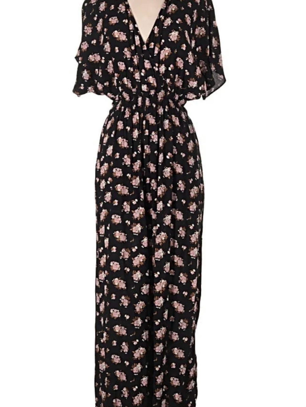 Madewell Black Maxi Dress with Pink Floral Print